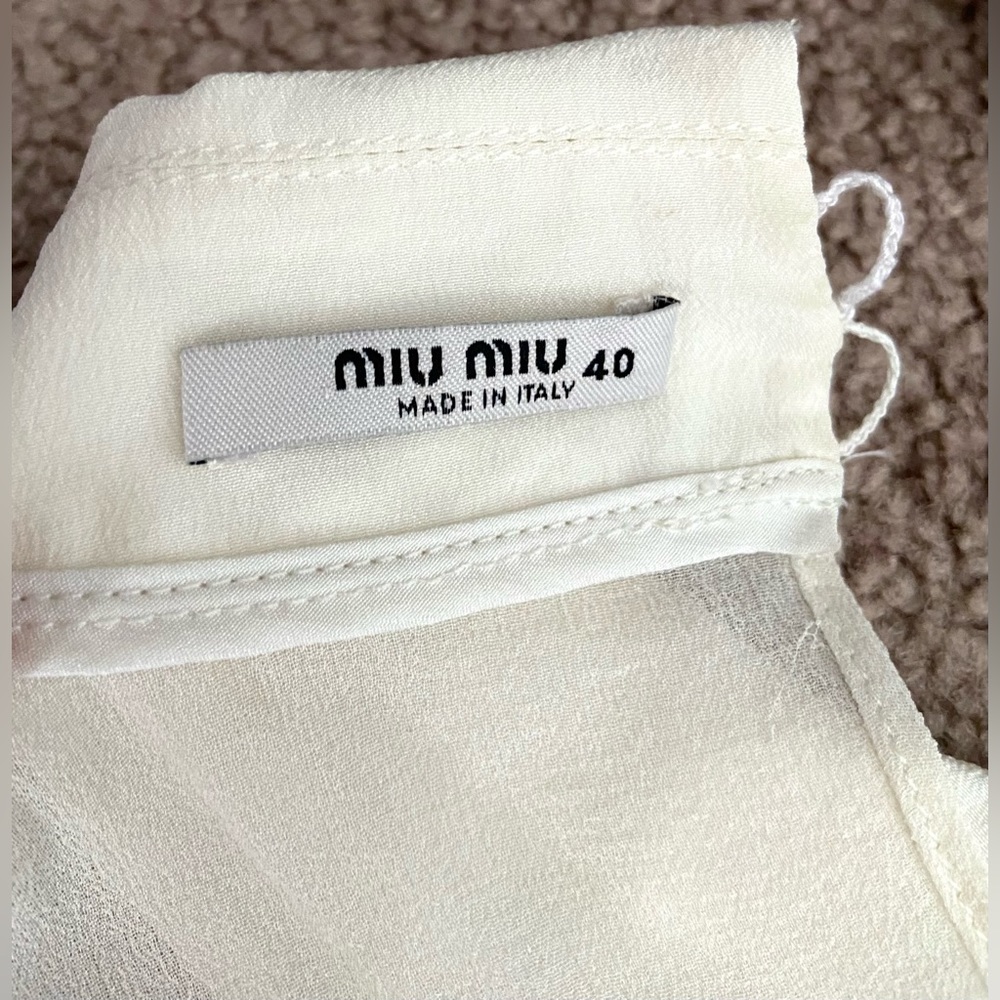 Rare MIU MIU Silk Ruffle Trim Wool Blend Tweed Mini Drees Size 40 - Picture 10 of 15